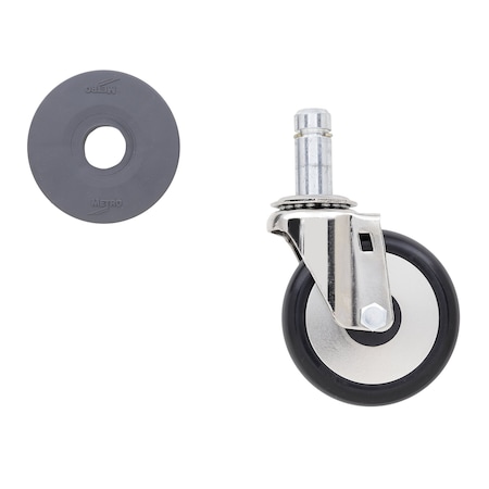 Super Erecta Swivel Caster, 4" Dia.x 1/2, Rubber 4LD