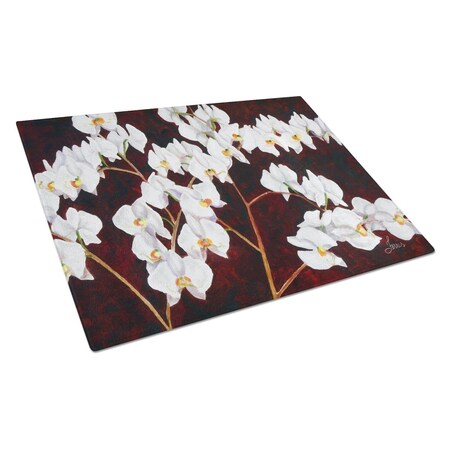 Carolines Treasures Orchids by Ferris Hotard Glass Cutting Board - Large FHC1003LCB
