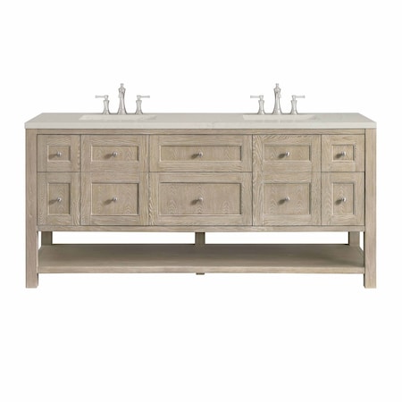 James Martin Vanities Breckenridge 72" Double Vanity, Whitewashed Oak, w/ 3 CM Siberian Silestone Top 330-V72-WWO-3SFR
