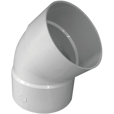 Ipex 6'' SDR 35 45 Deg. PVC Sewer and Drain Elbow, 1/8 Bend 414186BC