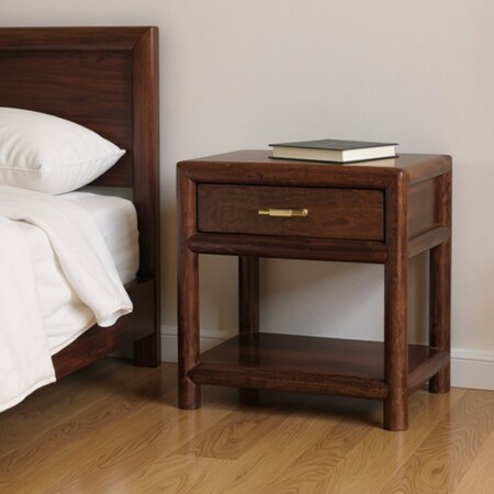 Homeroots 20" Chestnut Solid Wood Square One Drawer Nightstand 651610