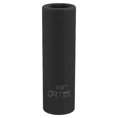 Perform Tool Socket 1/2 In Drive; 9/16 In; Standard; Deep Impact Socket; 6 Point; Chrome Vanadium Steel; Single M842