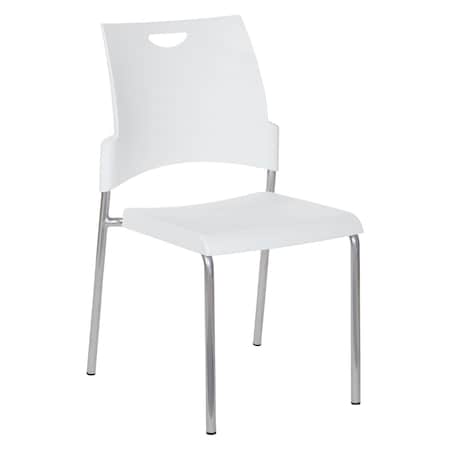 Office Star Products STC Series Straight Leg Stack Chair, White / Silver STC8300C28-11