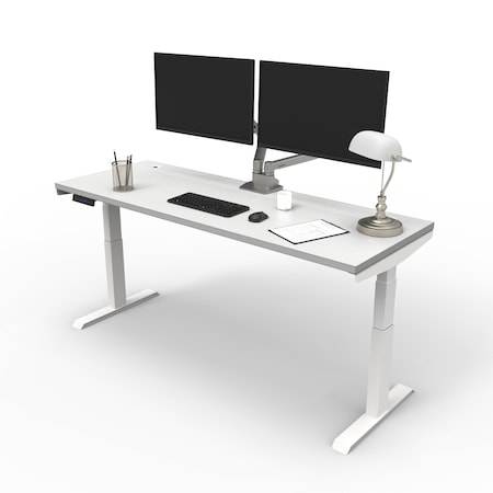 We'Re It Electric Sit Stand Desk, 46.25 H, 24 W X Laminate wood, metal, White VL23WH7224-459