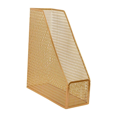 Martha Stewart Ryder Gold Mesh Metal Single Slot Magazine File Holder, Desktop Organizer, 9.75 x 3.75 x 11.5 HH-OHD06-GLD-MS