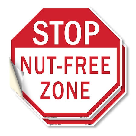 Signmission Stop Nut-free Zone, 18 inch X 18 inch, Vinyl Decal, 2PK OC-D-2PACK-18-119
