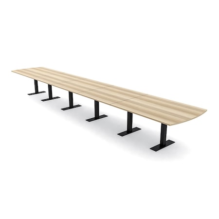 Skutchi Designs 22ft Conference Table W/ Power Unit | 22 Person Modular Arc Rectangle Meeting Table | Harmony Series HAR-AREC-48X264-T.BK-K525-NA
