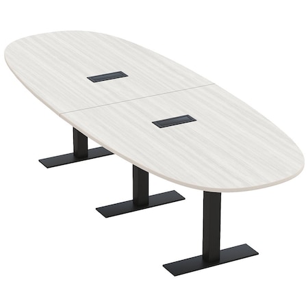 Skutchi Designs 10ft Boval Conference Table With Power | Harmony Series | 10 Person Meeting Room Table HAR-BOVL-48X120-T.BK-WA7976-EBLK