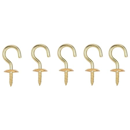 Prosource Cup Hook, 5/16 in Opening, 3 mm Thread, 1-1/8 in L, Brass, Brass LR-383-PS