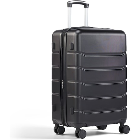 Simple Deluxe 24 Inch Hardside Carry On Luggage, Suitcase with Double Spinner Wheels and TSA Lock, Hard Shell Sui 3A88APLUGG24ABSBLK