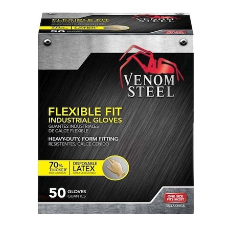 Medline Disposable Gloves, Latex, OneSize, Off-White VEN8025