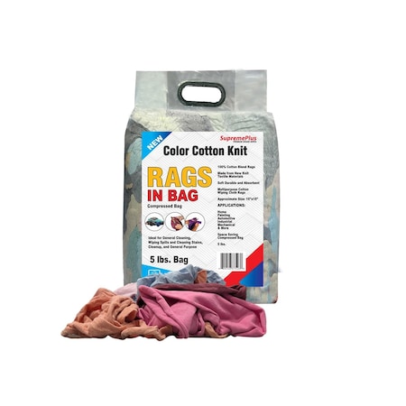 Supremeplus New Color Knit T-Shirt Cleaning Rags, 5 lbs. Bag SP-5260