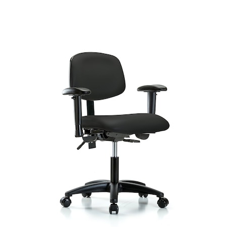 Blue Ridge Ergonomics Desk Chair Desk Chair, Vinyl, Tilt AA Casters, Blk, Adjustable Arms, 18" to 23" Height, Vinyl, Black BR-VDHCH-RG-T1-A1-RC-8540
