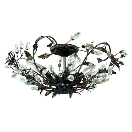 Vaxcel Jardin 19-in W Crystal Bronze Vintage Vine Semi Flush Mount Ceiling Light C0023