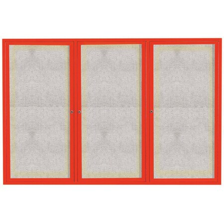 Aarco Outdoor Illuminated Enclosed Bulletin Board w/ Al Frame, Powder Coated Red, 48''Hx72''W ODCC4872-3RIR