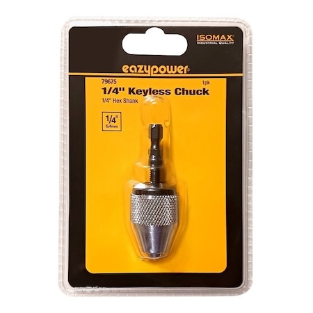 Eazypower Drill Chuck, 1/4 in Chuck, Steel, Keyless 79675
