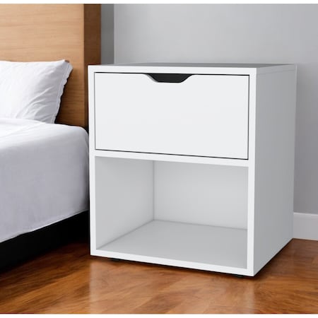 Homeroots 20" White Wood One Drawer Nightstand 553688