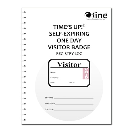 C-Line Products 3" x 2" Time's Up! Self-Expiring Visitor Badges with Registry Log, 1/BX 97009