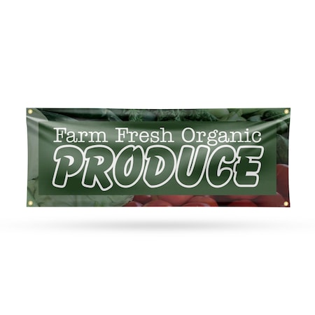 Signmission Farm Fresh Organic Produce, 18 Inch x 48 Inch, Vinyl Banner B-30605