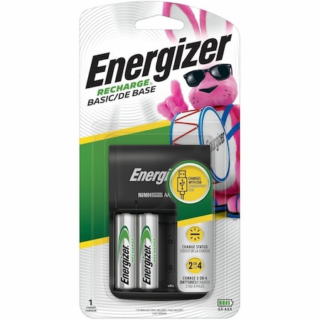 Energizer Battery Charger, AA, AAA Battery, Nickel-Metal Hydride Battery, 4 -Battery, Fold-Out Plug, Silver CHVCWB-2