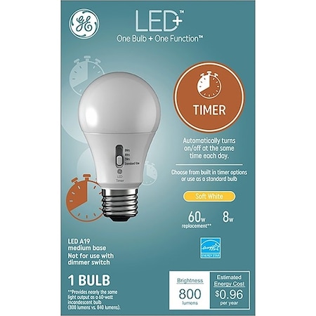 Ge LED+ Dusk To Dawn Light Bulb, General-Purpose, A19 Lamp, 60 W Equivalent 93127245