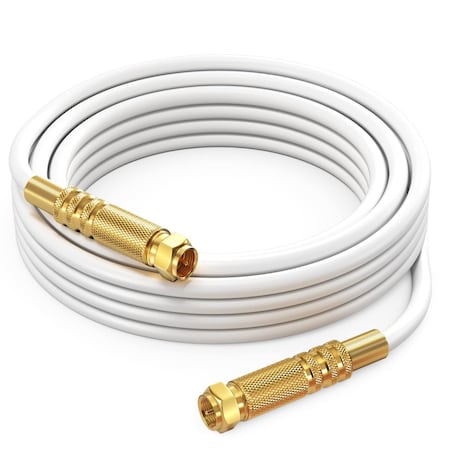 Maximm 25ft RG6 Quad Shielded Coaxial Cable, Non-Oxygen Copper, White RG6-STS-GLD-4S-25WH