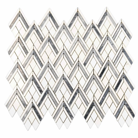 Apollo Tile 9x10 Thassos White Bardiglio Marble Polished Floor and Wall Mosaic Tile 2.99 sqft/case, 5PK APLSE88CV07A