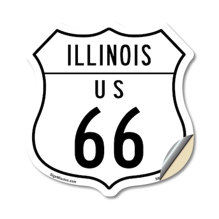 Signmission Illinois Route Marker Shield Sign Us 66, 18 Inch X 18 Inch, Vinyl Decal SHI-D-18-382