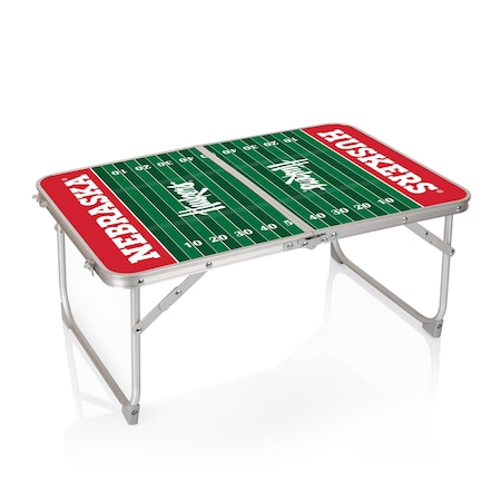 Picnic Time Family Of Brands Nebraska Cornhuskers - Concert Table Mini Portable Table, Charcoal Wood Grain 843-00-141-404-0