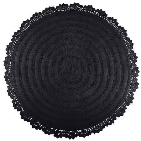 Lavish Home Bathroom Rugs 2 Woven Cotton Bath Mat Set for Boho Decor Round Rugs for Shower, Tub, Toilet, Vanity HT-BATH4-BLK