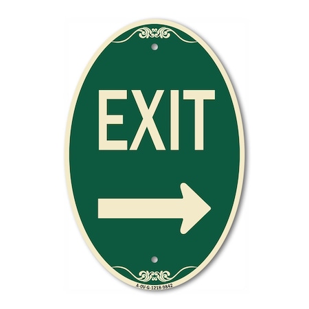 Signmission Exit With Right Arrow, 12 Inch X 18 Inch Designer, Heavy Gauge Aluminum A-OV-G-1218-9842