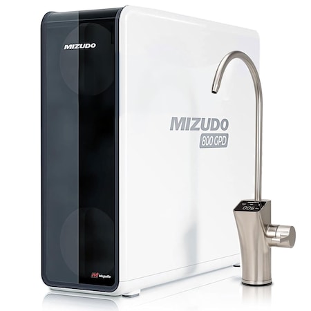 Mizudo 800 GPD, 9-Stage Reverse Osmosis Filtration System, 3:1 Pure to Drain, Smart LED Faucet WP800A0G
