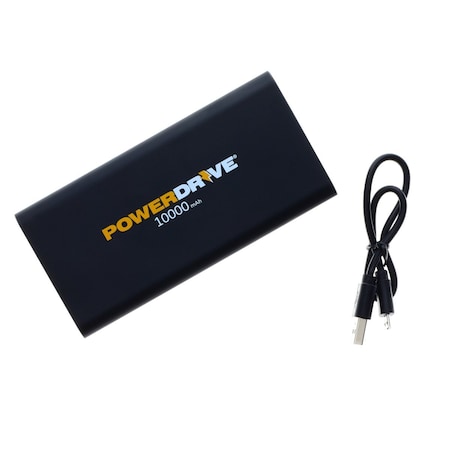 Powerdrive Rechargeable Power Bank, Black, 3.7 V DC PDPB10000