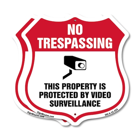 Signmission No Trespassing Shield Sign This Property, 12 inch X 12 inch, Aluminum Metal Sign, 2PK SHI-A-2PACK-12-424