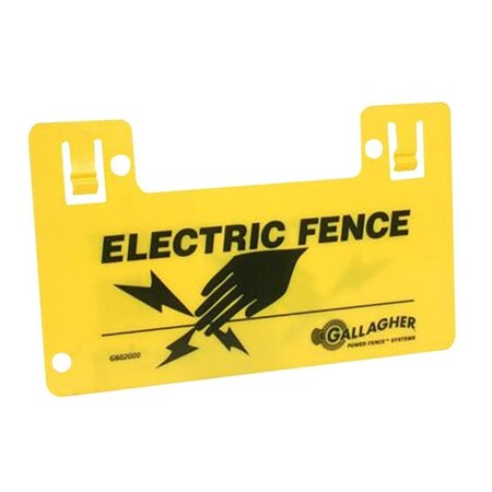 Gallagher Warning Sign, ELECTRIC FENCE, Black Legend, Yellow Background, 9-1/2 in L G602404