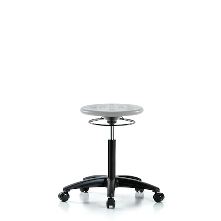 Blue Ridge Ergonomics Huron Polyurethane Stool - Medium Bench Height with Casters in Gray Polyurethane IPMBSO-RG-NF-RC-GRY