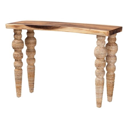 Bali & Pari Nasnan Console Table with Seagrass and Bobbin Legs 269-14669-ZORO