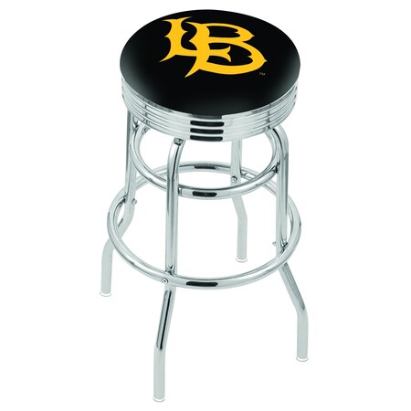 Holland Bar Stool Co 30" Chrome 2-Ring Long Beach State Univ Swivel Bar Stool, Accent Ring L7C3C30LBStUn