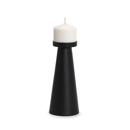 Homeroots 10" Black Metal Tabletop Pillar Candle Holder 608429