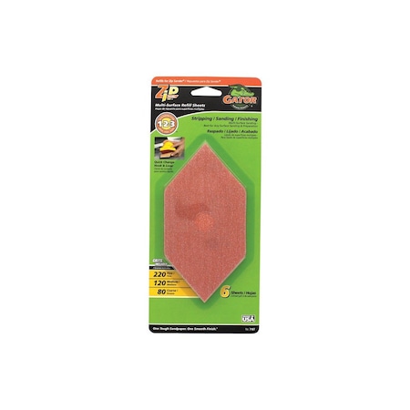 Gator Finishing Sanding Sheet Zip Sander 6" L X 3" W 80/120/220 Grit Aluminum Oxide 7187