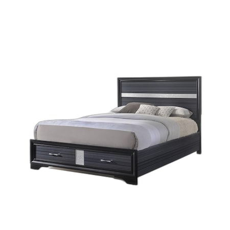 Homeroots Black And Gray Wood Queen With Two Drawers Bed Frame 347071