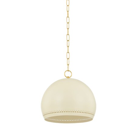 Mitzi Etna 1 Light Pendant 3.75 In. Aged Brass/Soft Cream H834701S-AGB/SCR