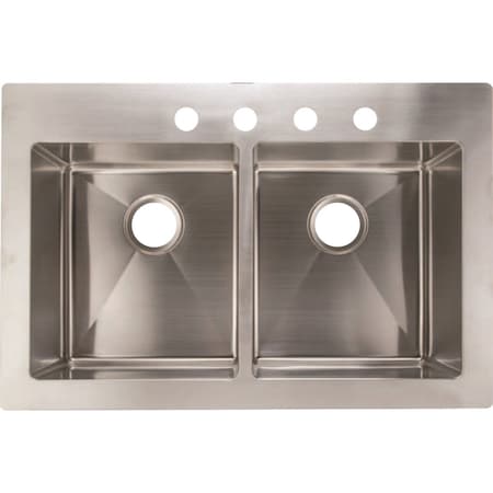 Cmi Compass Manufacturing 33'' x 22'' x 9'' 50/50 Double Bowl Dual Mount Kitchen Farm Sink 442-6146