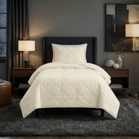Lavish Home 2PC Velvet Twin Quilt Set & Matching Pillow Sham Medium Weight Ultra Soft Luxury Cotton Velvet 66-004-VC-T