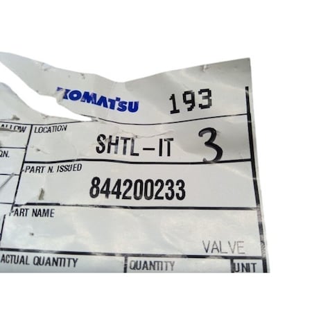 Komatsu VALVE, KOMATSU OEM 844200233 844200233