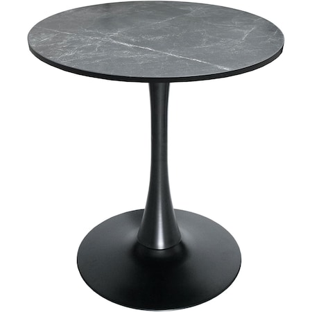 Leisuremod Bristol 27 in Round Dining Table with MDF Wood Top and Black Iron Pedestal Base BTBL-27BLM