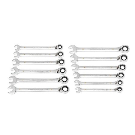 Gearwrench 12 Piece 90-Tooth 12 Point Metric Reversible Ratcheting Wrench Set with Wrench Roll 86628