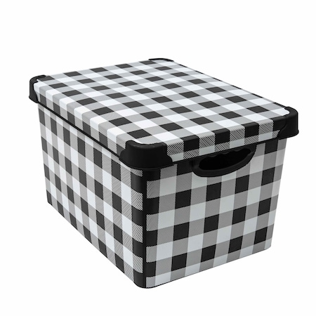 Simplify Checkered Black and White Storage Tote Bin 9080-50