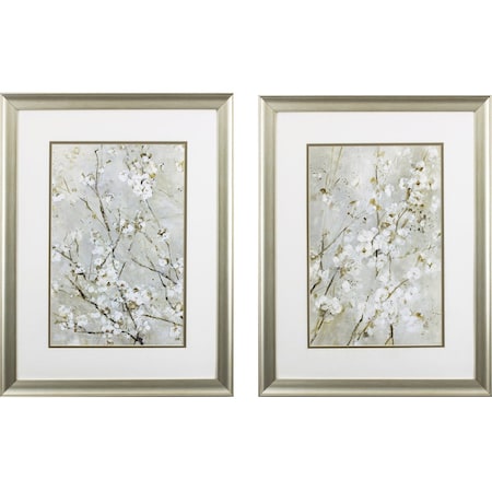 Homeroots Set of Two Small White Flowers Wall Art, 2PK 395645