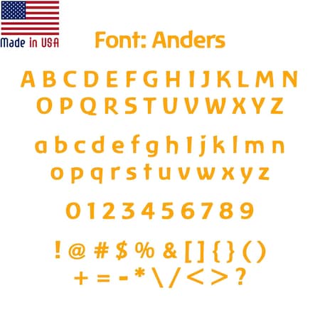 Aacc Self-Adhesive Vinyl Letter: j, Scale: 11 cm. Color: Orange Font: Anders by, 8PK AACC-Anders-lj-Orange-M11x8
